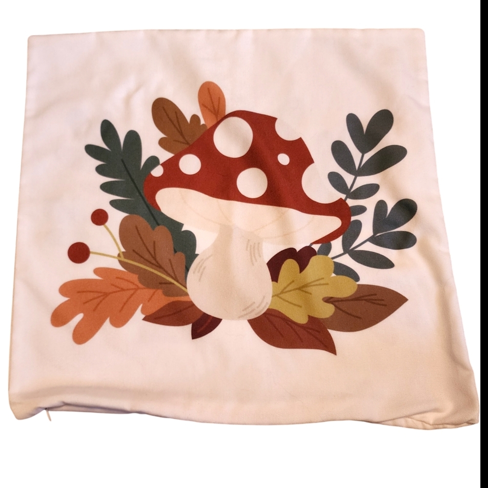 Mushroom Print Decorative Pillow Cover
